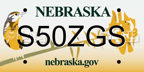 S50ZGS Nebraska License Plate