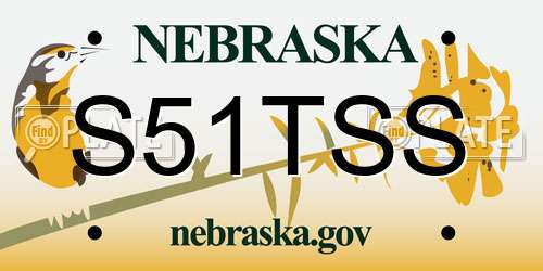 S51TSS Nebraska License Plate