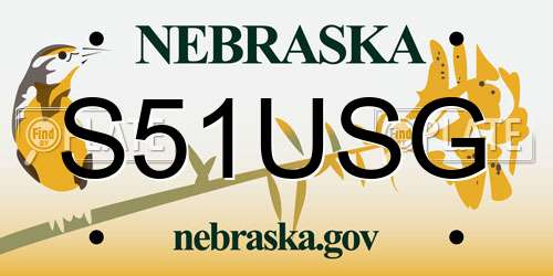 S51USG Nebraska License Plate