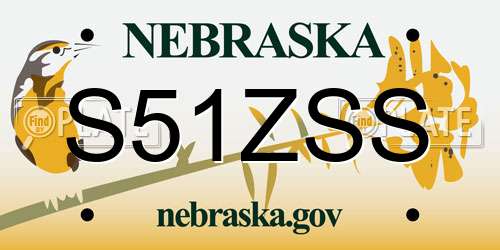 S51ZSS Nebraska License Plate