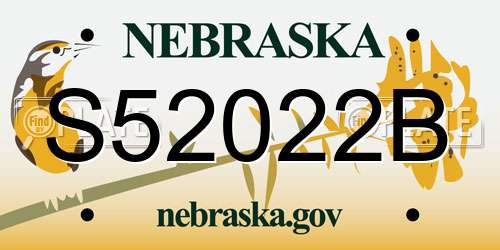 S52022B Nebraska License Plate