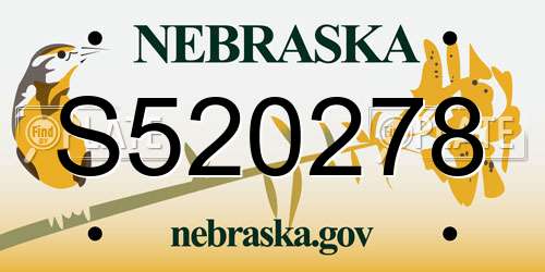 S520278 Nebraska License Plate