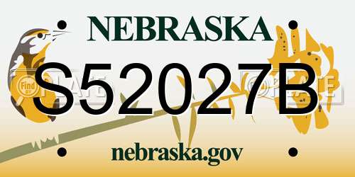 S52027B Nebraska License Plate