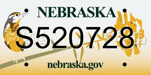 S520728 Nebraska License Plate