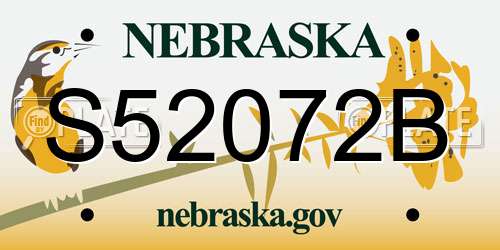 S52072B Nebraska License Plate