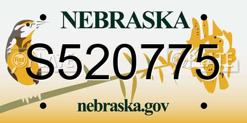 S520775 Nebraska License Plate