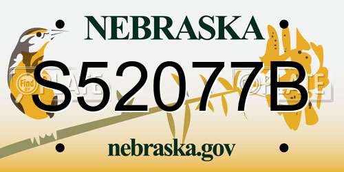 S52077B Nebraska License Plate