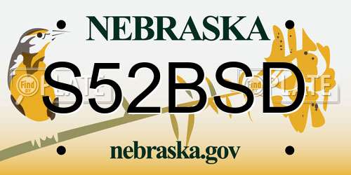 S52BSD Nebraska License Plate
