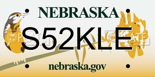 S52KLE Nebraska License Plate