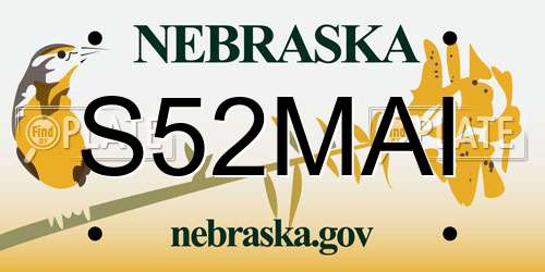 S52MAI Nebraska License Plate