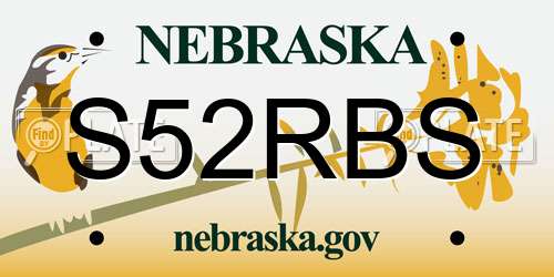 S52RBS Nebraska License Plate