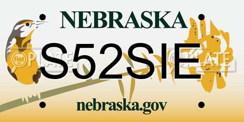 S52SIE Nebraska License Plate
