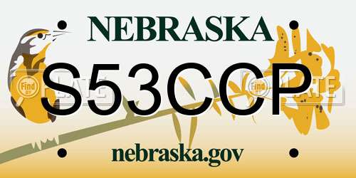 S53CCP Nebraska License Plate