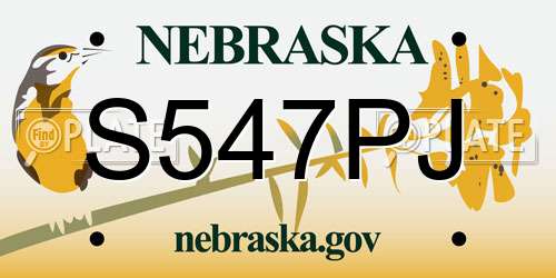 S547PJ Nebraska License Plate