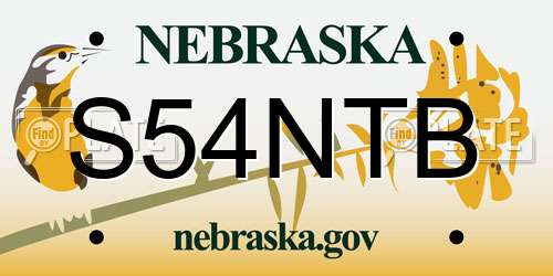 S54NTB Nebraska License Plate