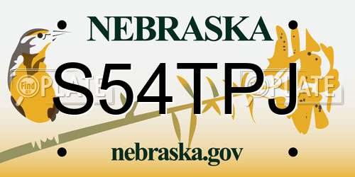S54TPJ Nebraska License Plate