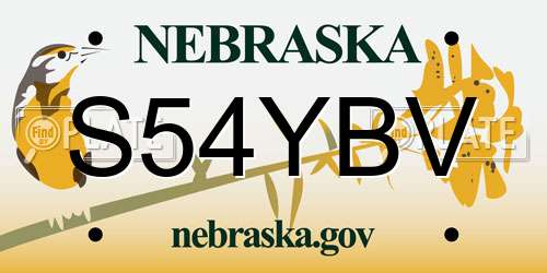 S54YBV Nebraska License Plate