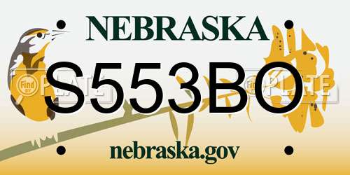 S553BO Nebraska License Plate