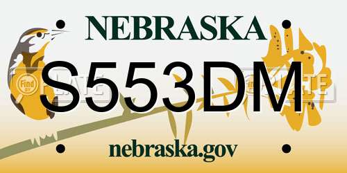 S553DM Nebraska License Plate