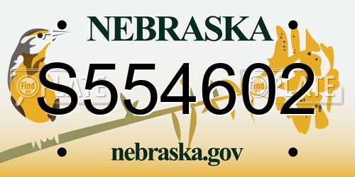 S554602 Nebraska License Plate