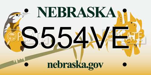 S554VE Nebraska License Plate