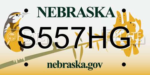 S557HG Nebraska License Plate