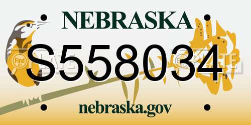 S558034 Nebraska License Plate
