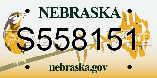 S558151 Nebraska License Plate