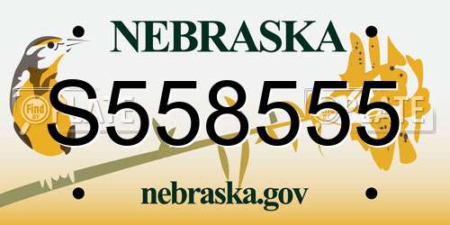 S558555 Nebraska License Plate