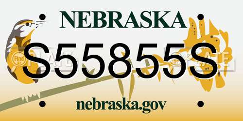 S55855S Nebraska License Plate