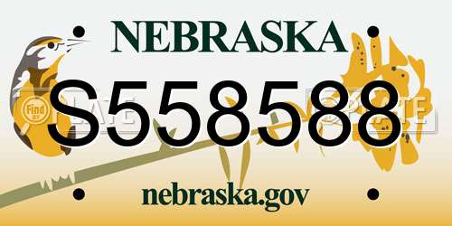S558588 Nebraska License Plate