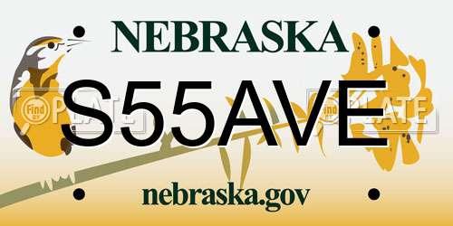 S55AVE Nebraska License Plate
