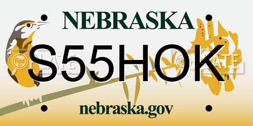 S55HOK Nebraska License Plate