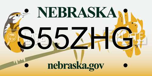 S55ZHG Nebraska License Plate