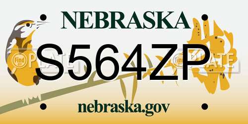 S564ZP Nebraska License Plate