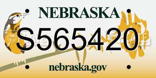 S565420 Nebraska License Plate