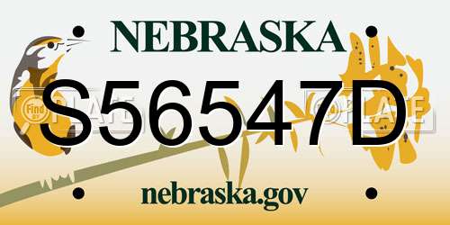 S56547D Nebraska License Plate