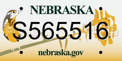 S565516 Nebraska License Plate