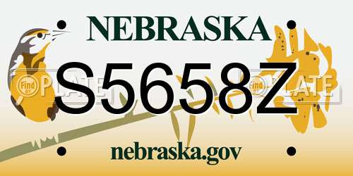 S5658Z Nebraska License Plate