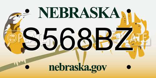 S568BZ Nebraska License Plate