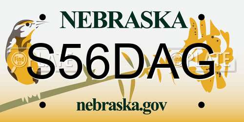 S56DAG Nebraska License Plate