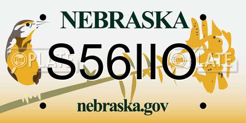 S56IIO Nebraska License Plate
