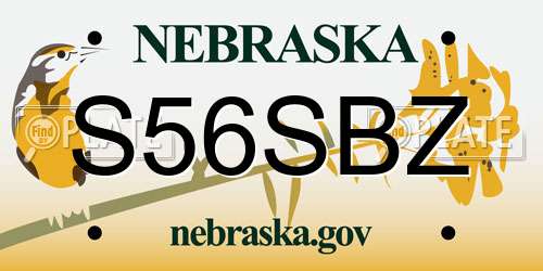 S56SBZ Nebraska License Plate