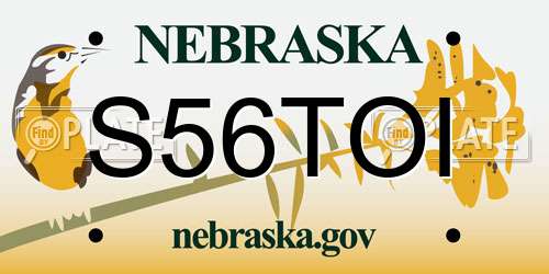 S56TOI Nebraska License Plate