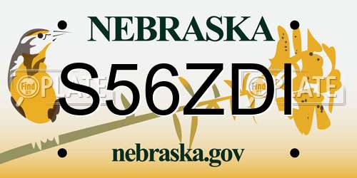 S56ZDI Nebraska License Plate