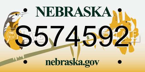 S574592 Nebraska License Plate