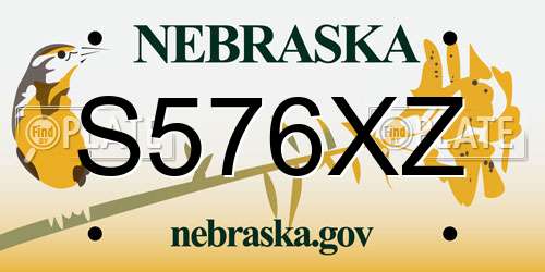 S576XZ Nebraska License Plate