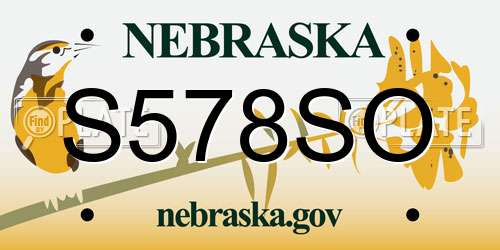 S578SO Nebraska License Plate