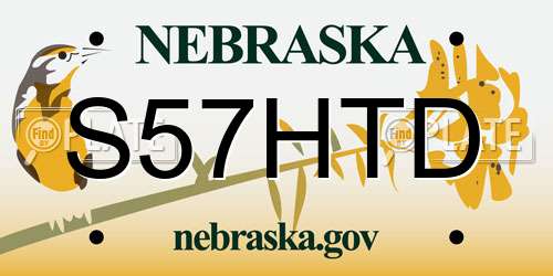 S57HTD Nebraska License Plate