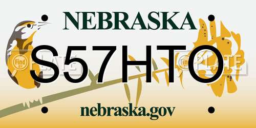 S57HTO Nebraska License Plate
